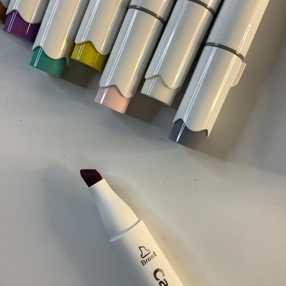 Caliart Alcohol Brush Marker Set Dual Tip 50 Colors‎ & 1 Colorless Blender